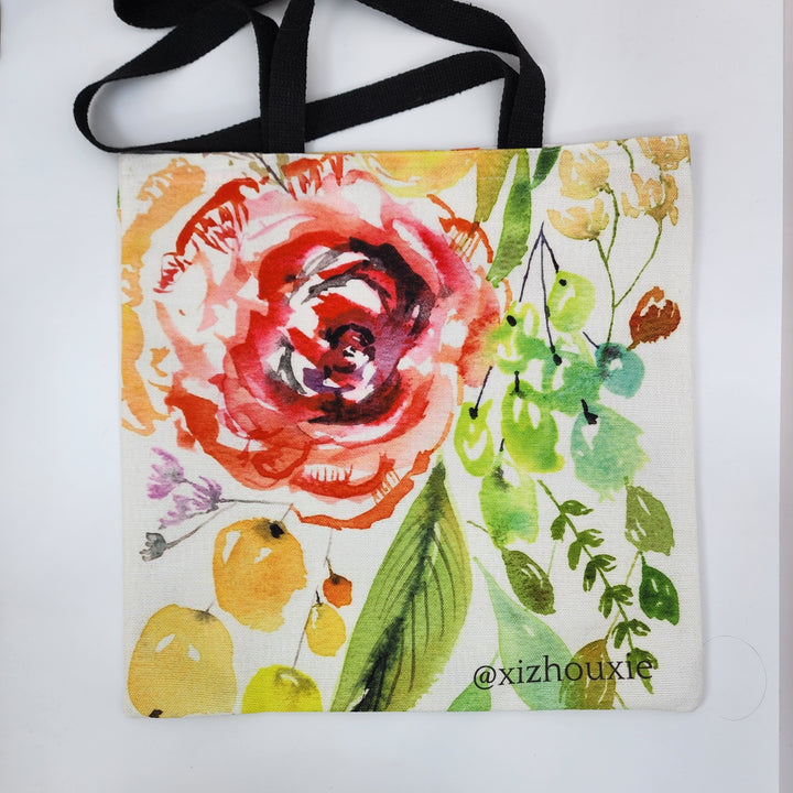 Floral Bouquet Tote Bag (White)