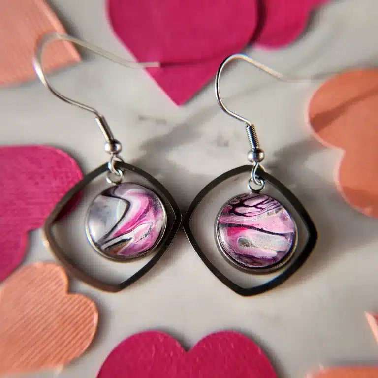 Customizable Earrings – Valentine’s Day Collection (Magenta)