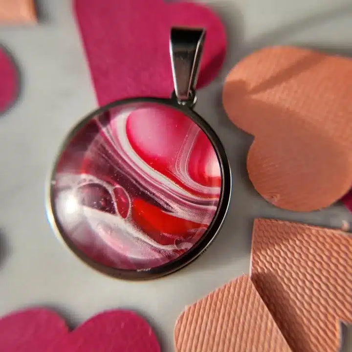 Hand Painted Pendant - Valentine's Day Collection (Round)