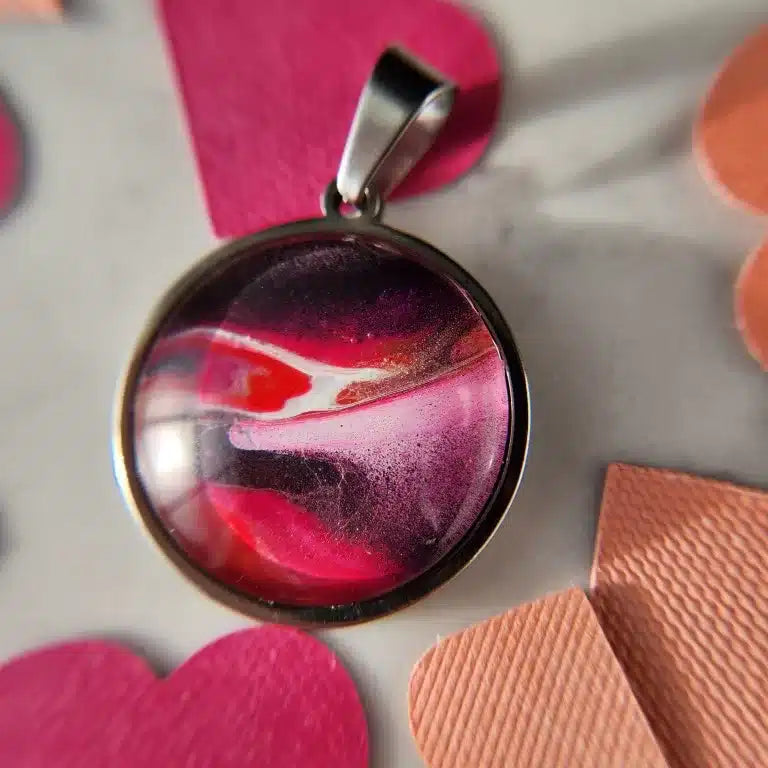 Hand Painted Pendant - Valentine's Day Collection (Round)