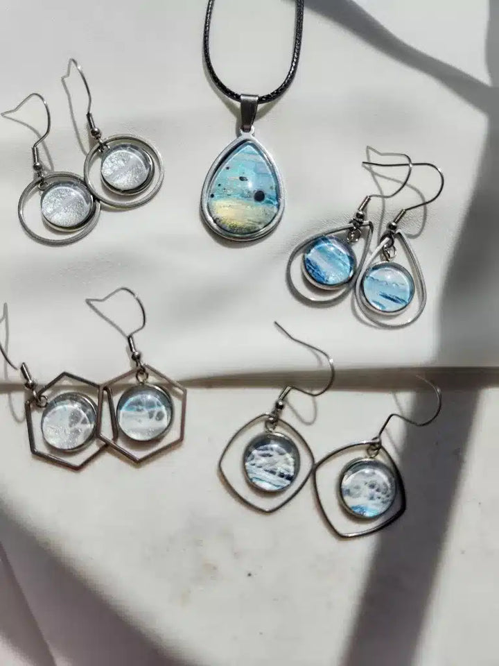 Hand Painted Earrings - 1182