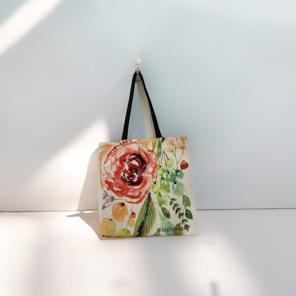 Floral Bouquet Tote Bag (White)