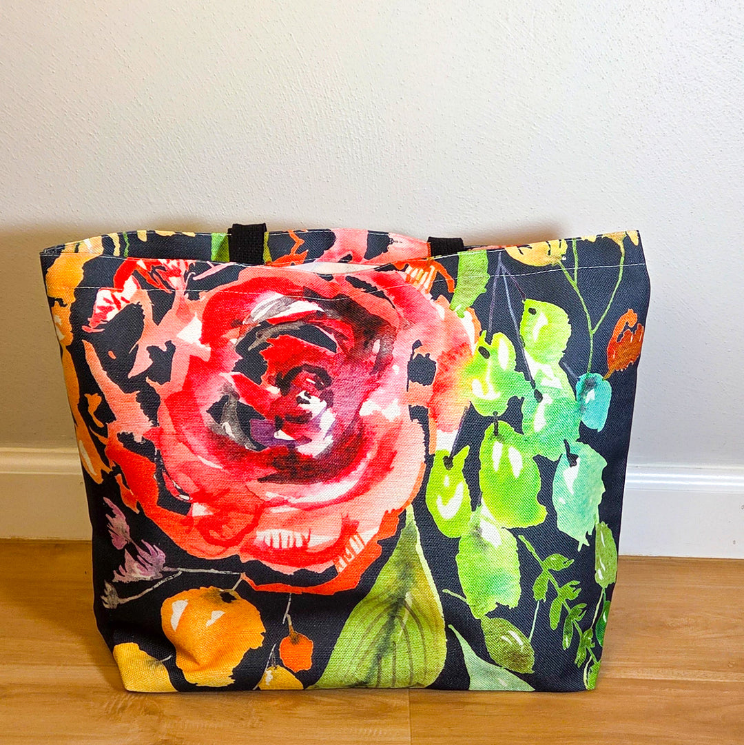 Dark Bouquet Wide Tote Bag (New)