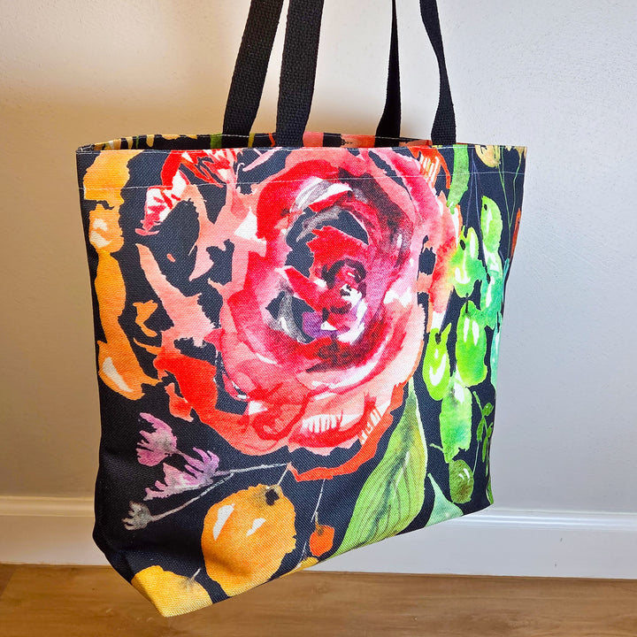 Dark Bouquet Wide Tote Bag (New)