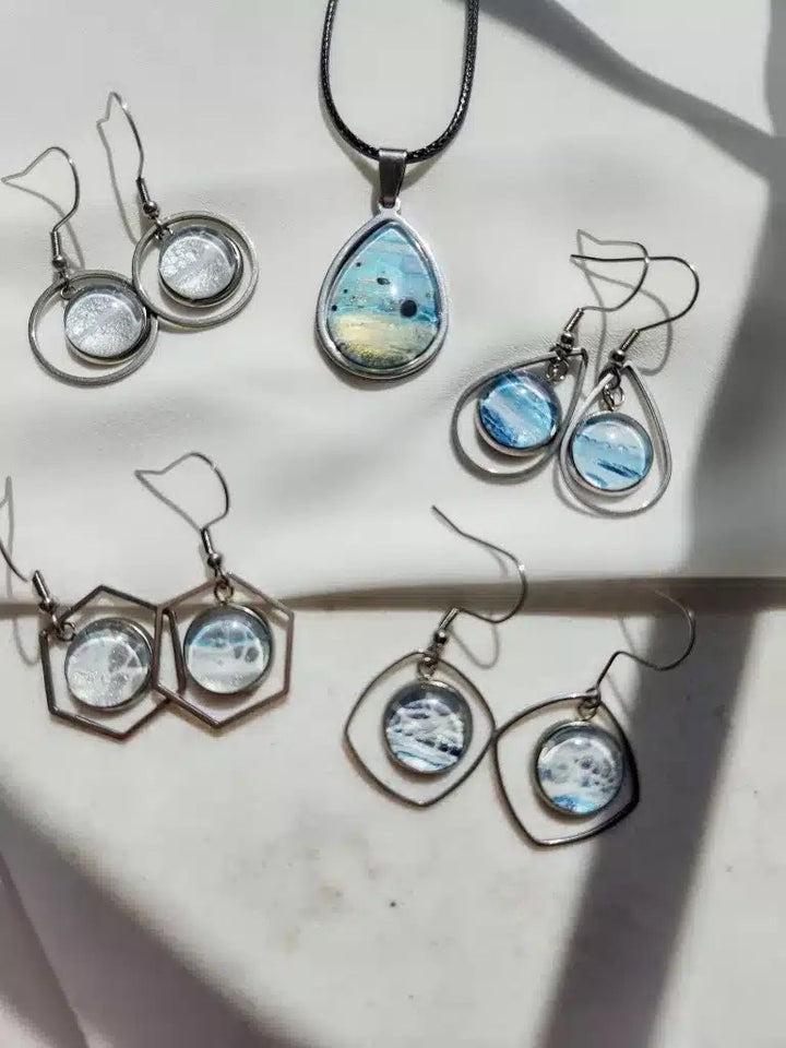 Hand Painted Earrings - 1183