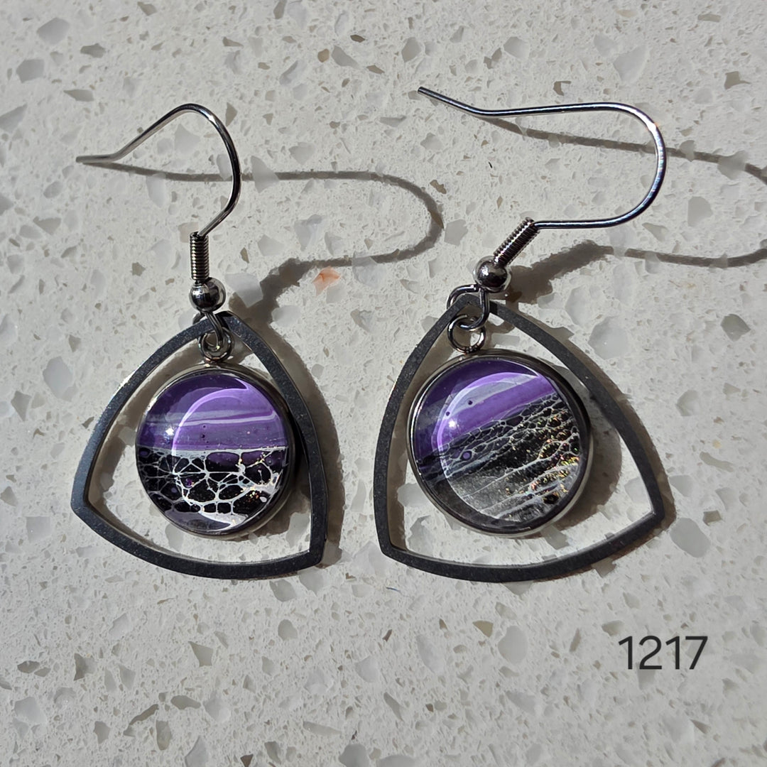 Hand Painted Earrings - 1217