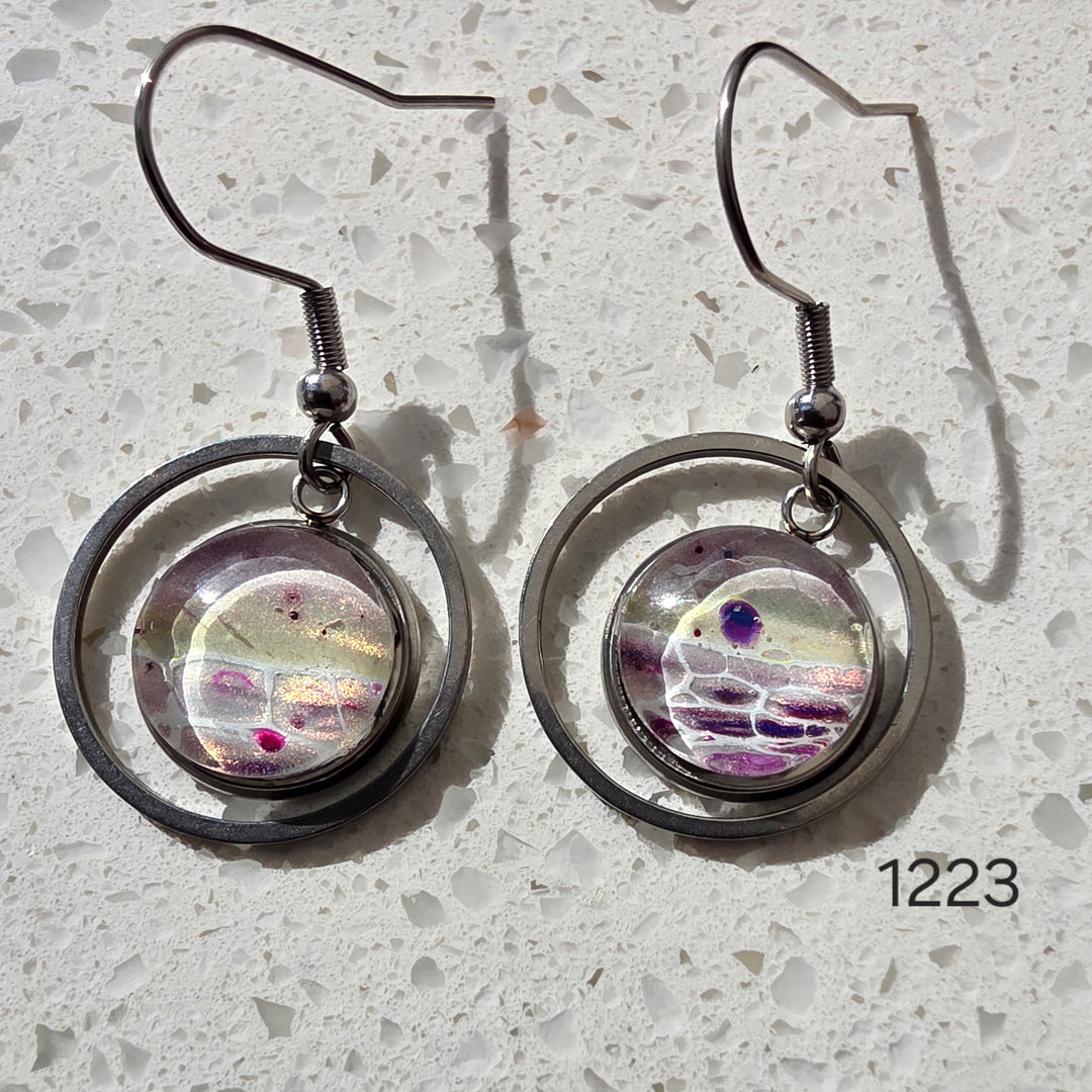 Hand Painted Earrings - 1223