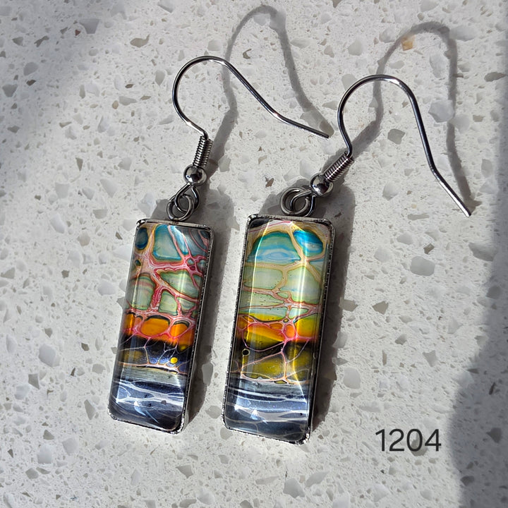 Hand Painted Earrings - 1204