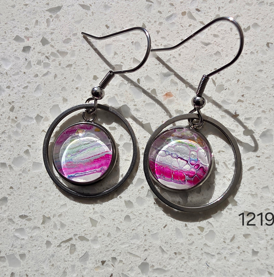 Hand Painted Earrings - 1219