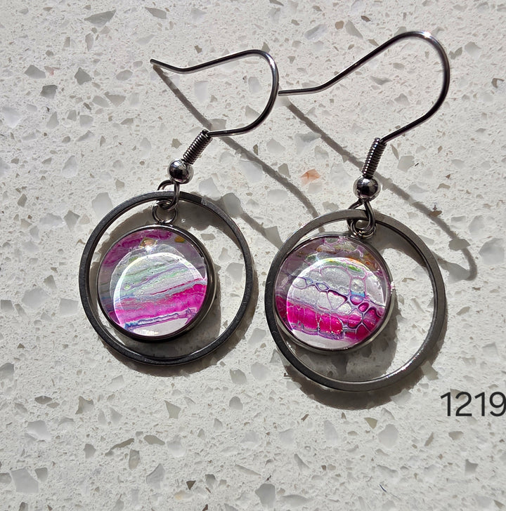 Hand Painted Earrings - 1219