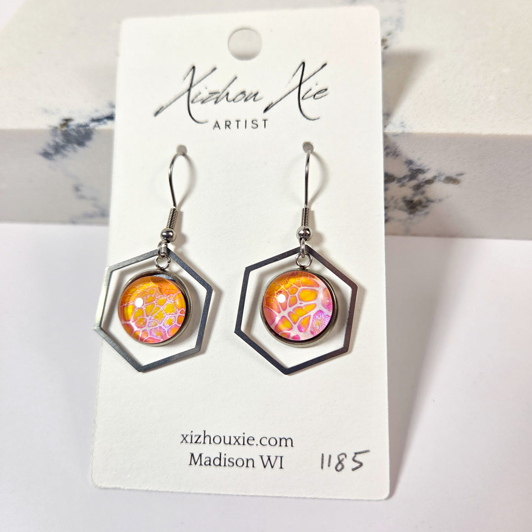 Hand Painted Earrings - 1185